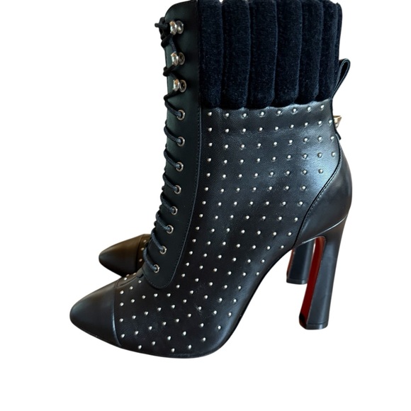 Christian Louboutin Calfskin Studded Dakita 100 Lace Up Booties EU 36 US 6 - Picture 3 of 13
